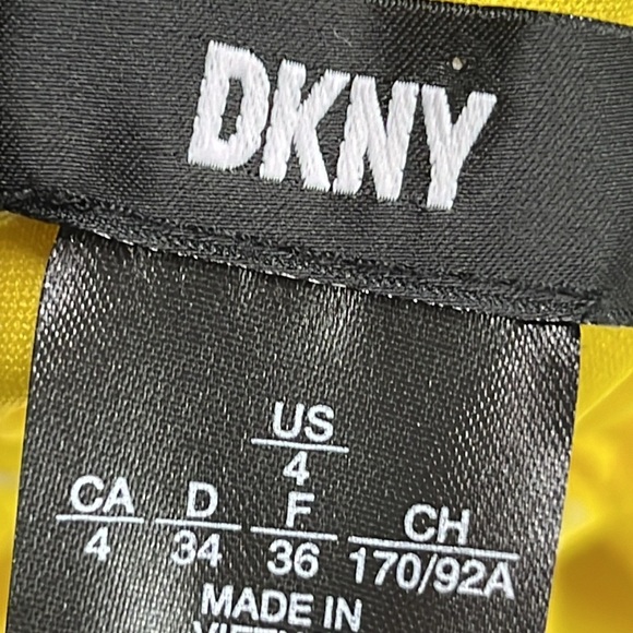 DKNY Yellow/White Floral Tie-Neck Smock Waist/Cuff Career Cottage Midi Dress 4 - Picture 6 of 16